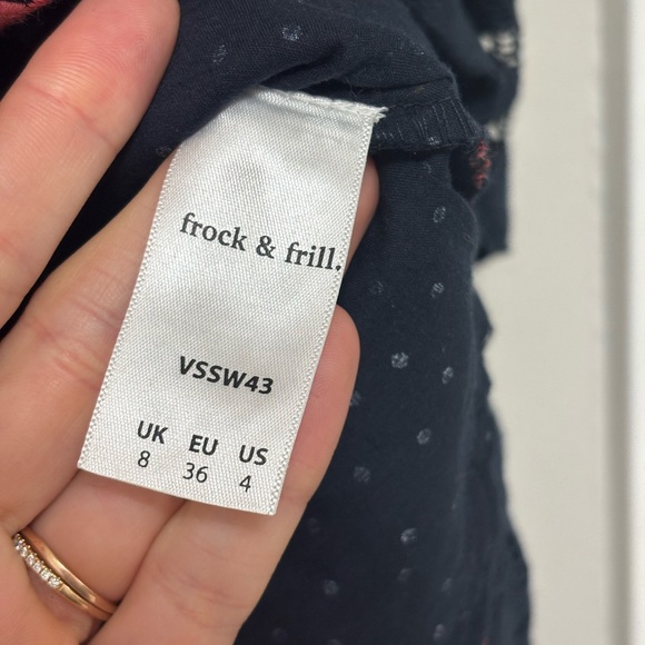 Frock & Frill Embroidered Katerina Midi Dress in Navy Polka Dot - Size US 4 - Picture 5 of 6